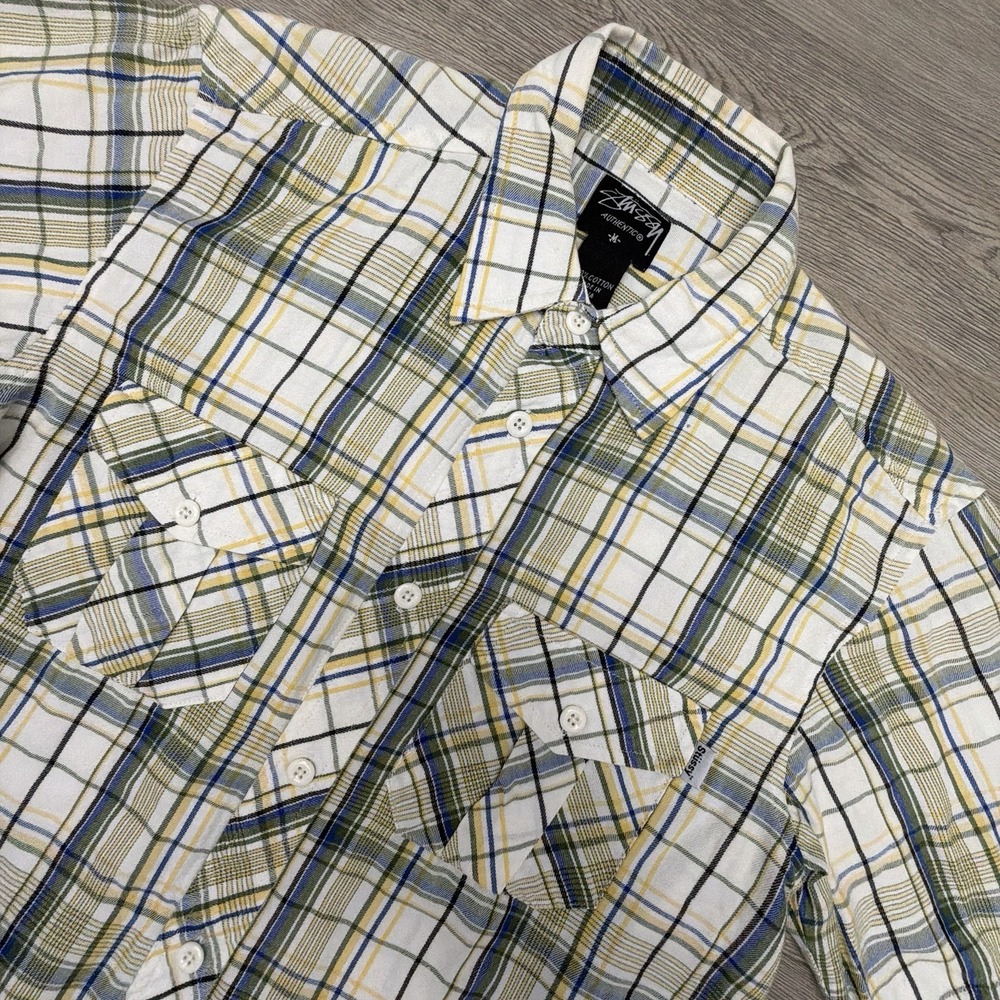 Stussy Authentic Shirt Mens M Plaid Short Sleeve Button Up Skate Streetwear